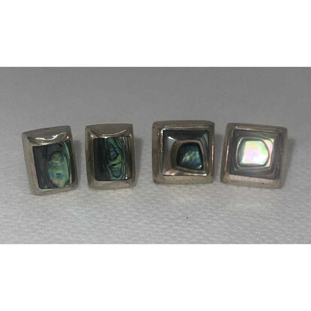 Mexico Sterling Silver 925 Abalone Earrings 2 Sets TF-26